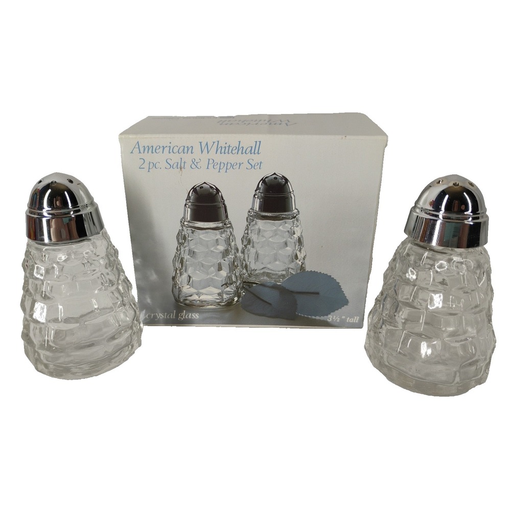NEW Vintage American Whitehall Crystal Indiana Glass USA Salt & Pepper Shakers